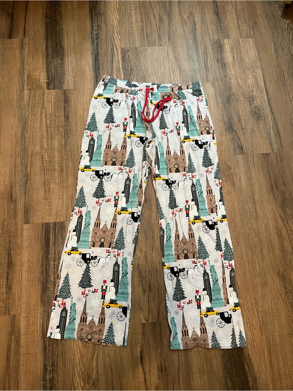 Cynthia Rowley New York City Christmas Print Sleep Pants Women’s Sz M Drawstring
